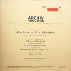 XAVER RICHTER CANNABICH STAMITZ HOLZBAUER Sinfonia Con Fuga G-moll / Symphonia Pastorale F-dur / Orchesterquartett F-dur Op.4 N°4 / Sinfonia G-dur Виниловая пластинка XAVER RICHTER CANNABICH STAMITZ HOLZBAUER Sinfonia Con Fuga G-moll / Symphonia Pastorale F-dur / Orchesterquartett F-dur Op.4 N°4 / Sinfonia G-dur Виниловая пластинка